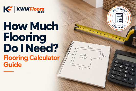 How much flooring do I need guide with tape measure, room measurements and calculator to help calculate m² and the amount of flooring to order.