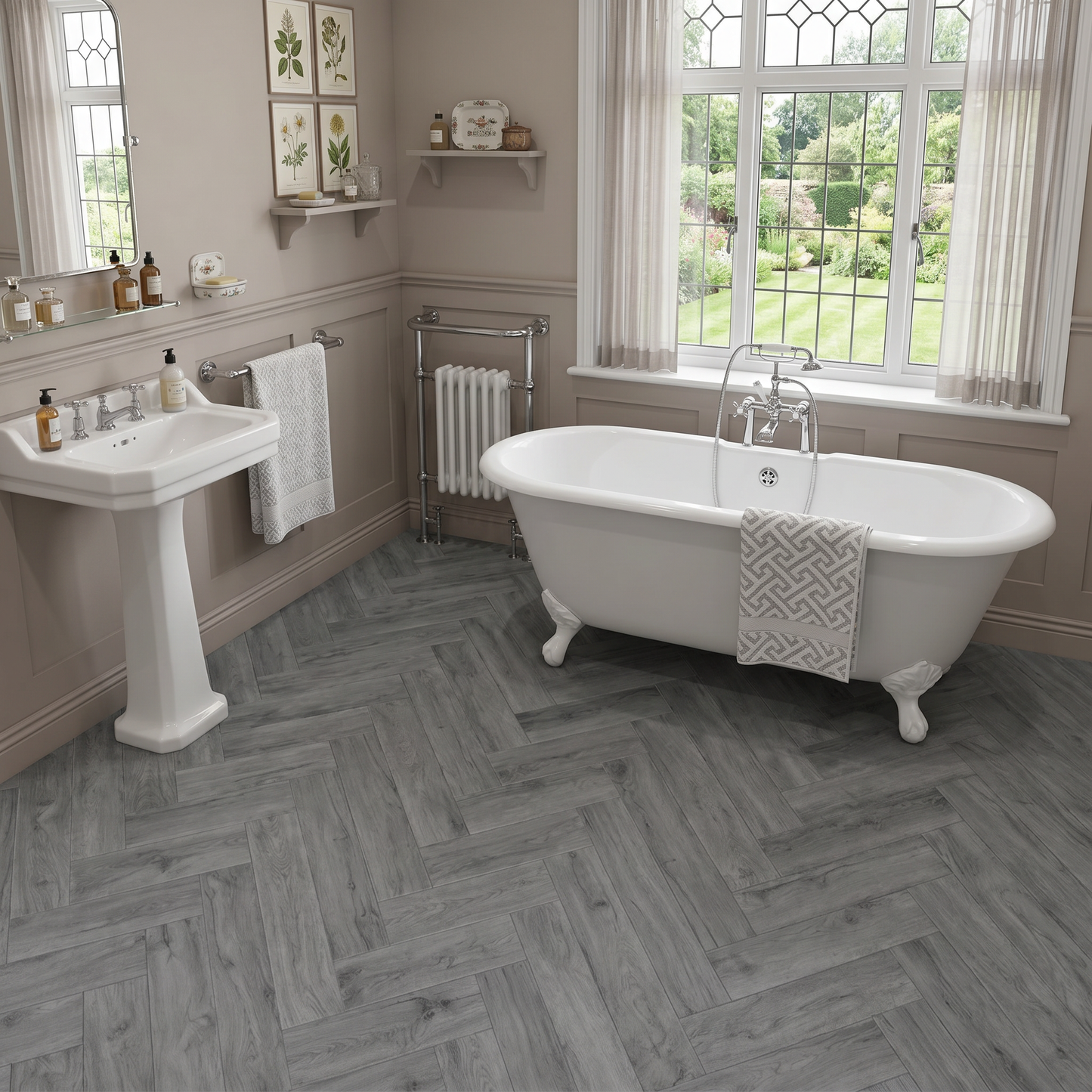 Azure Grey Herringbone Luxury Click Vinyl Flooring 5mm