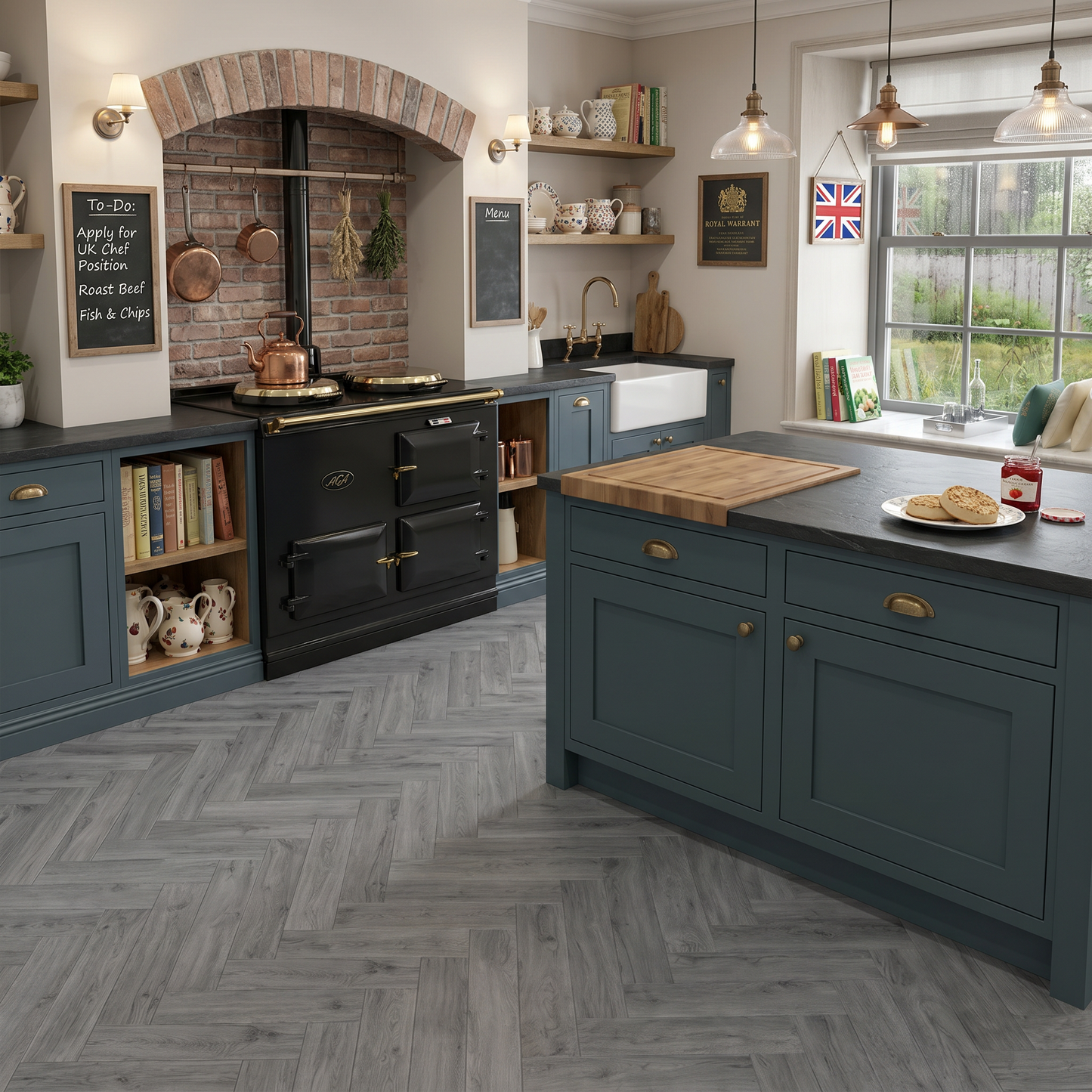 Azure Grey Herringbone Luxury Click Vinyl Flooring 5mm
