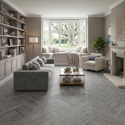 Azure Grey Herringbone Luxury Click Vinyl Flooring 5mm