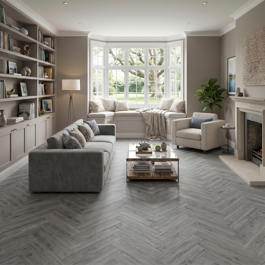 Azure Grey Herringbone Luxury Click Vinyl Flooring 5mm